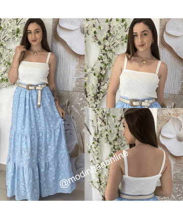 Saia Lety Azul Bebê